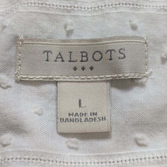 ✨3/$15 Talbots White 3/4 Sleeve Cotton Button Up L - Picture 8 of 10
